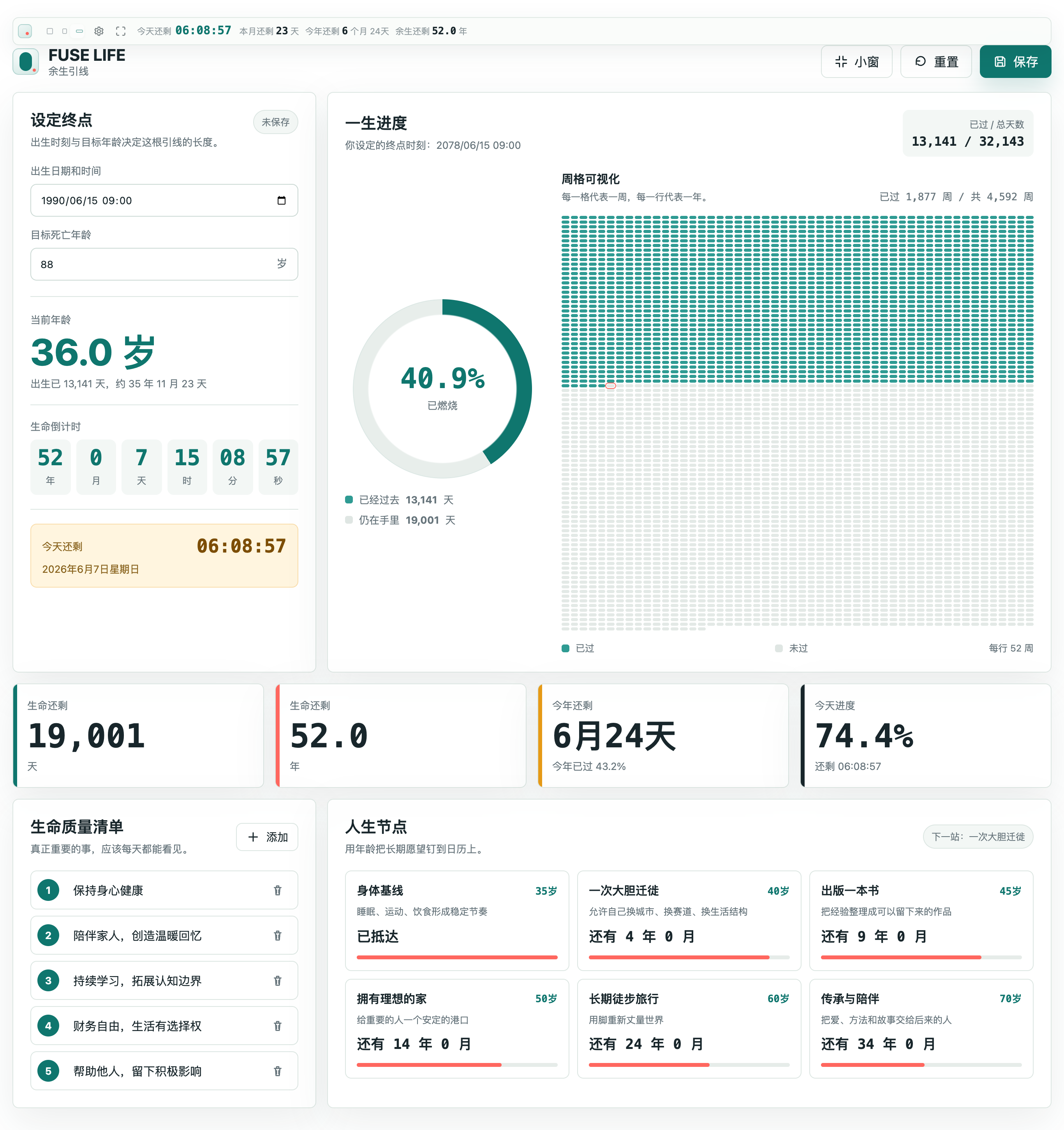 FUSE LIFE expanded dashboard